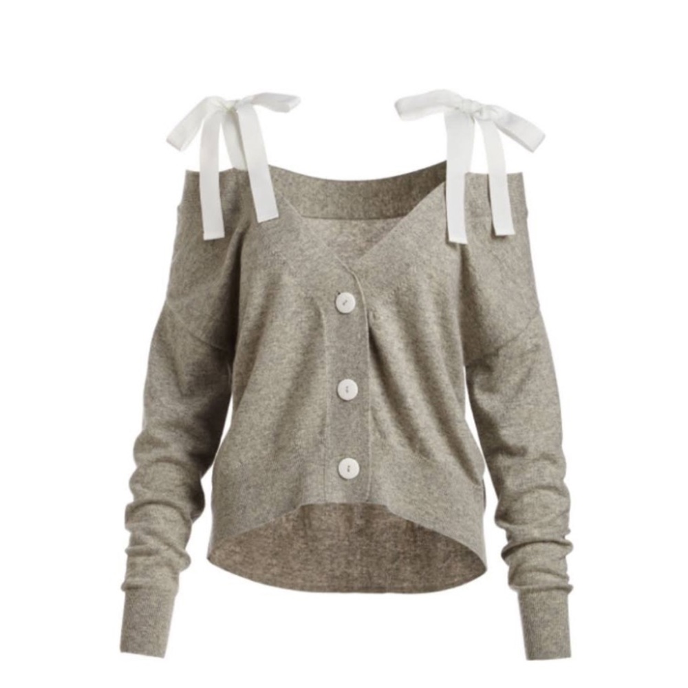 Cinq a Sept front buttoned cardigan with ribbon, size M